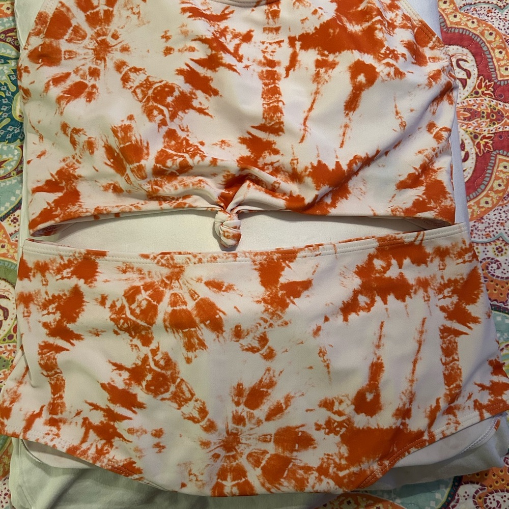 Trendy Boutique Vibrant Copper Orange Tie-Dye Bikini